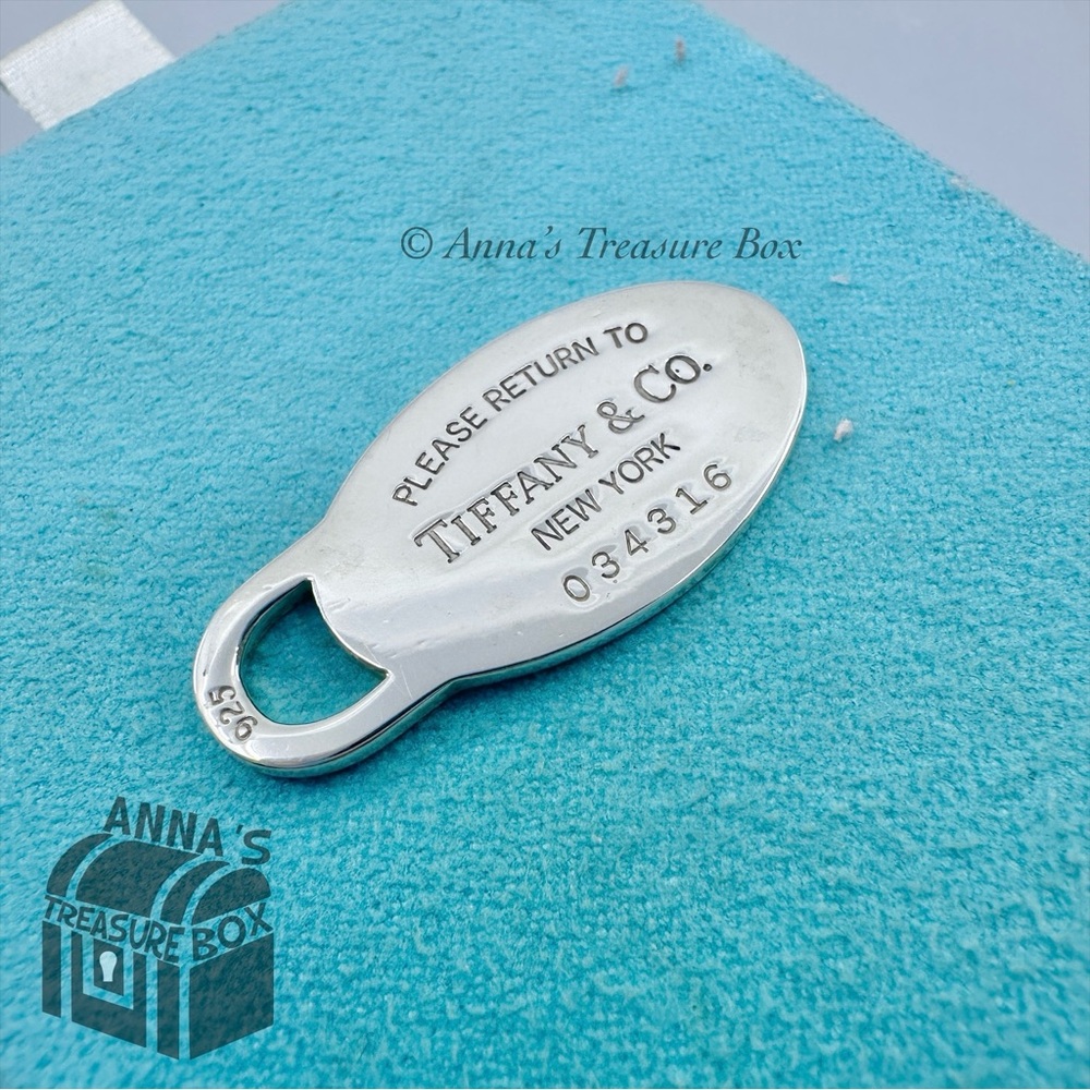 Return to Tiffany & Co. 925 Silver Vintage Oval Tag Pendant Charm #2